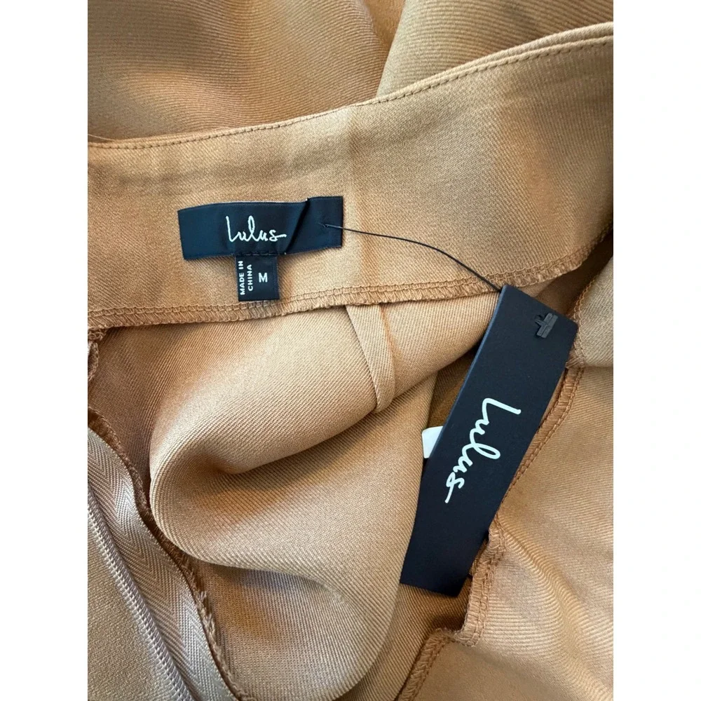 Lulus Camel Brown Double Breasted Wrap Front Skort CMS212034 Womens Medium NWT